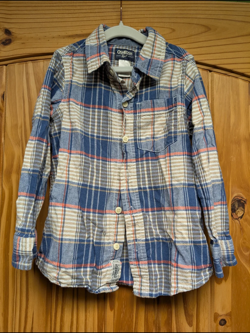 OshKosh B'gosh Blue White and Red Plaid Button-Down Shirt